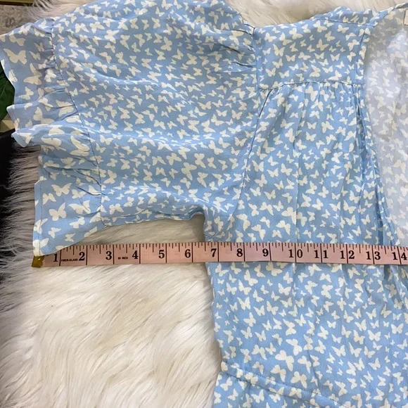 Free People RAHI Blue Butterfly Duster Kimono Size OS/ALL Beach Coverup - Picture 15 of 16